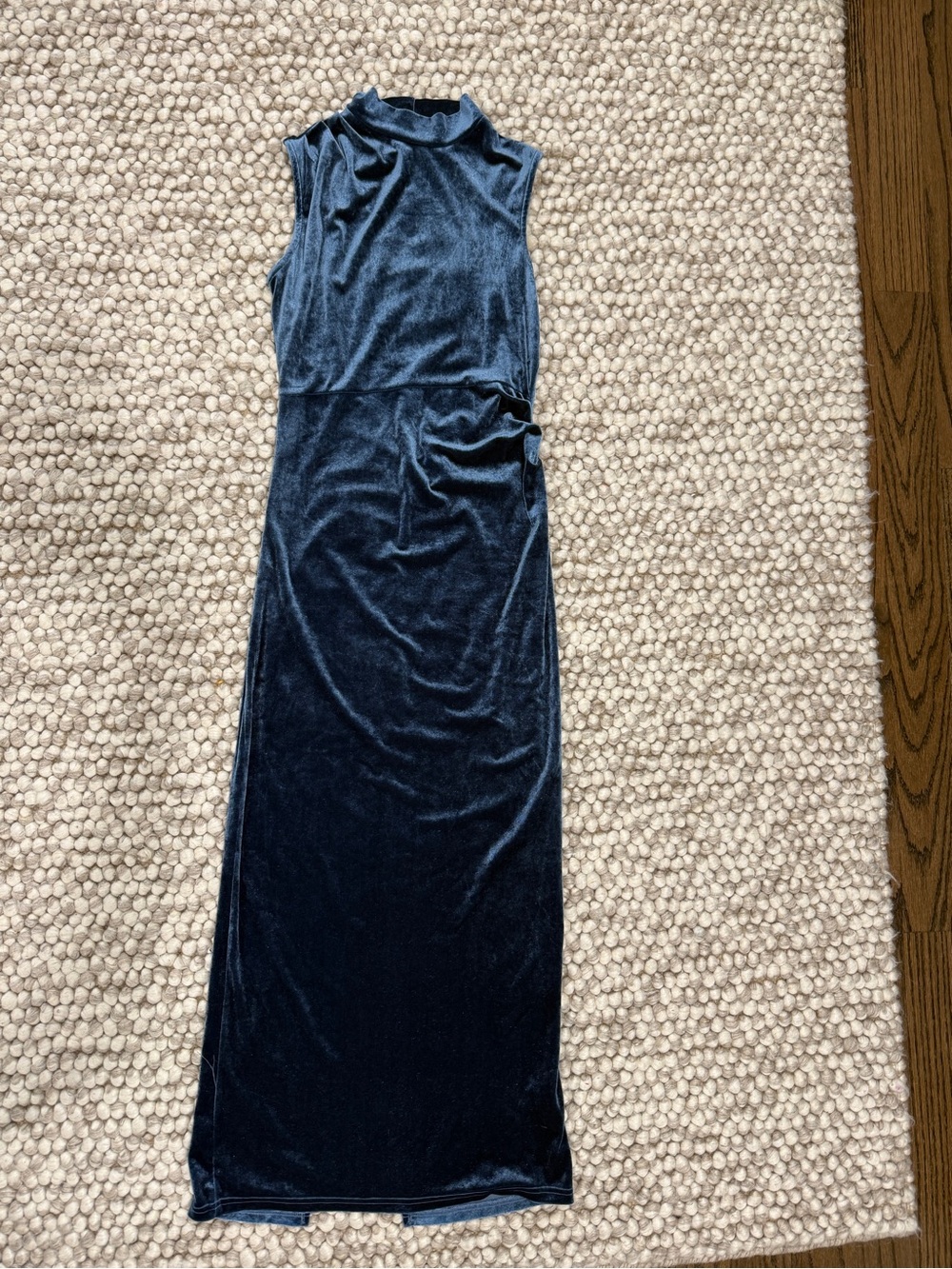 Sleeveless Navy Velvet Maxi Dress